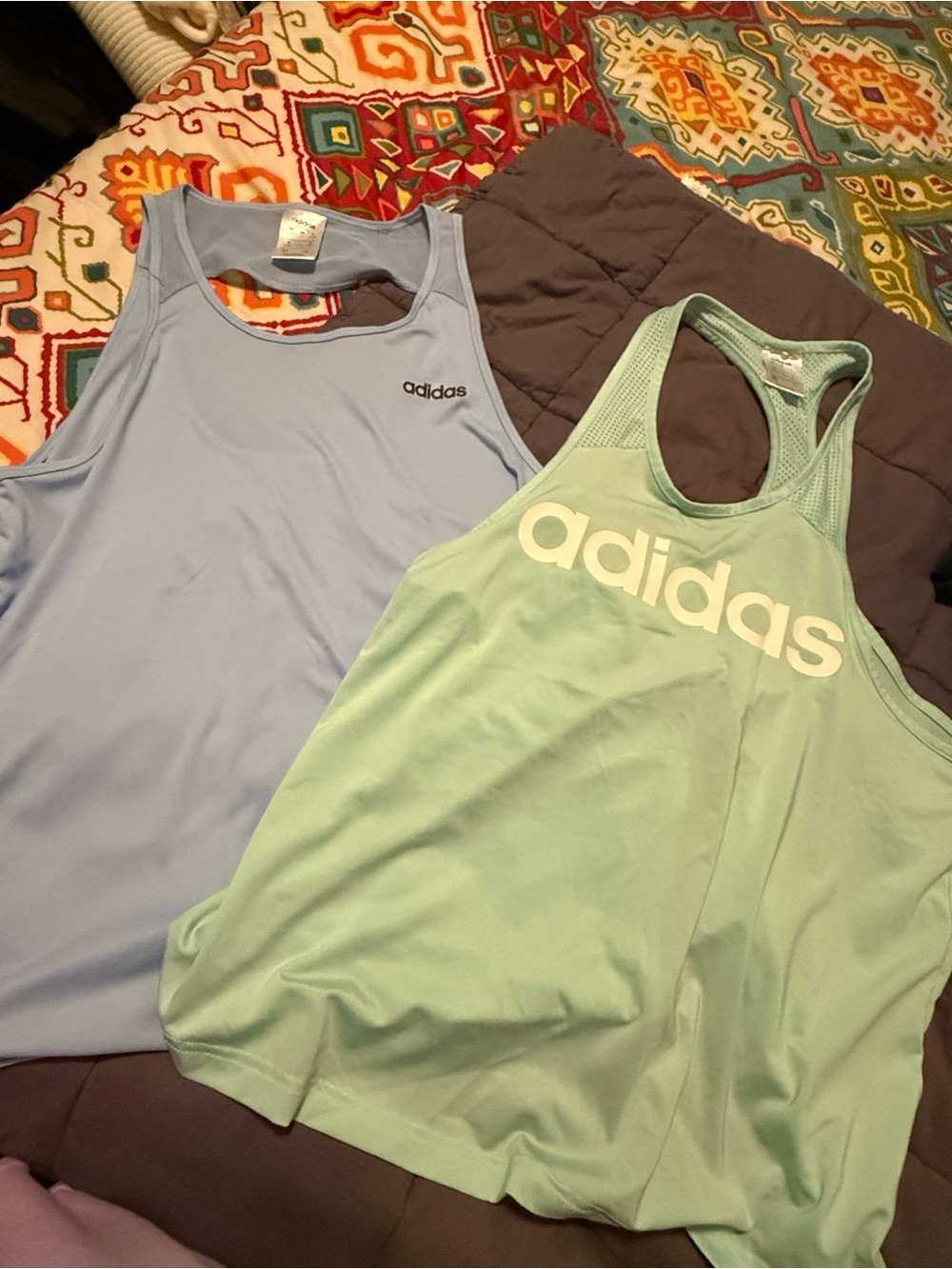 adidas Women's Light Blue & Mint Green Racerback Tank Tops - 2 Pack